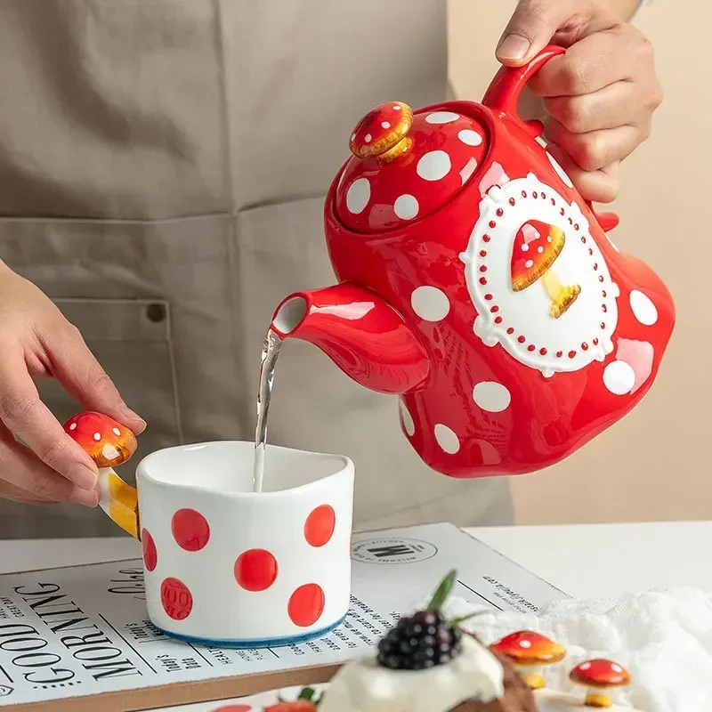 Ceramic Mushroom Western Steak Plate Embossed Amphora Noodle Soup Bowl Cartoon Cute Coffee Cup Home Fruit Dessert Salad Dishes