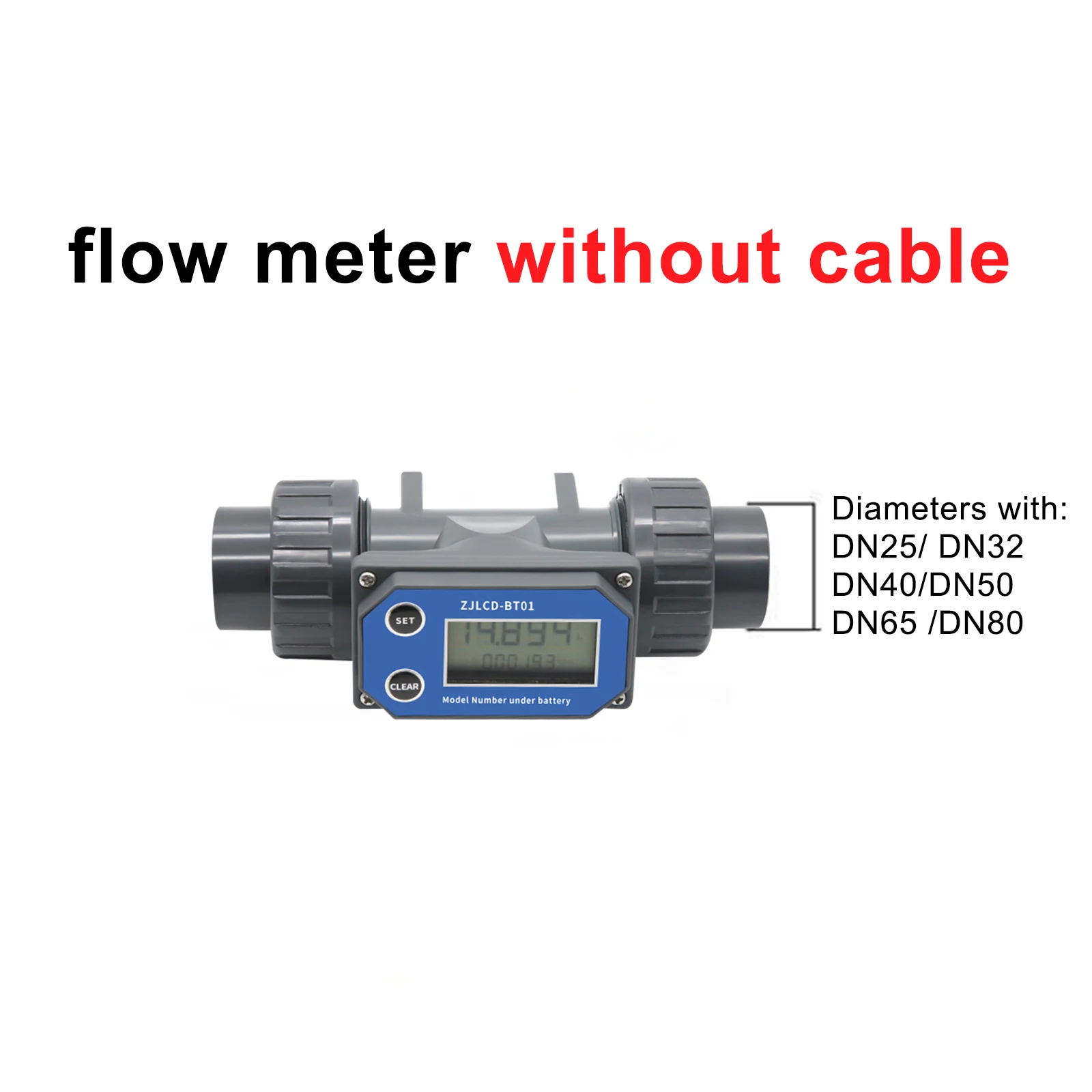 PVC Pipe Liquid Water For Farm Garden Irrigation Water Flow Meter DN25-DN80 LCD Digital Display Flowmeter ZJLCD-BT01