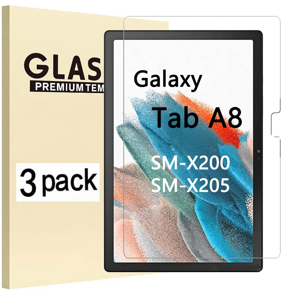 (3 Pack) Tempered Glass For Samsung Galaxy Tab A8 10.5 2021 SM-X200 SM-X205 X200 X205 Anti-Scratch Tablet Screen Protector Film