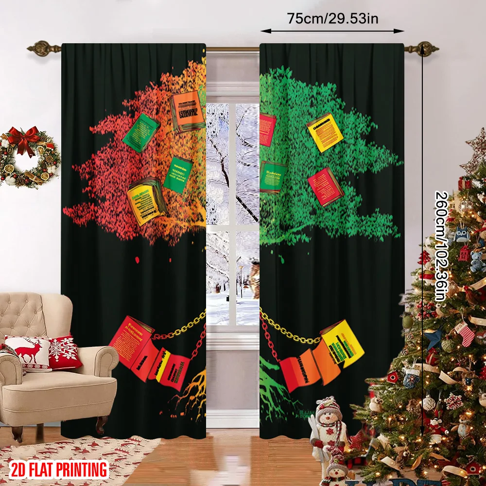 Black History Month knowledge tree curtain, pole-mounted installation. Suitable for living rooms, bedrooms, dining rooms hotels