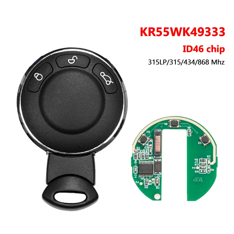 

For BMW MINI Cooper KR55WK49333 With ID46 Chip CAS3 Stystem 315LP/315/434/868 Mhz 3 Buttons Car Remote Key Auto Accessories