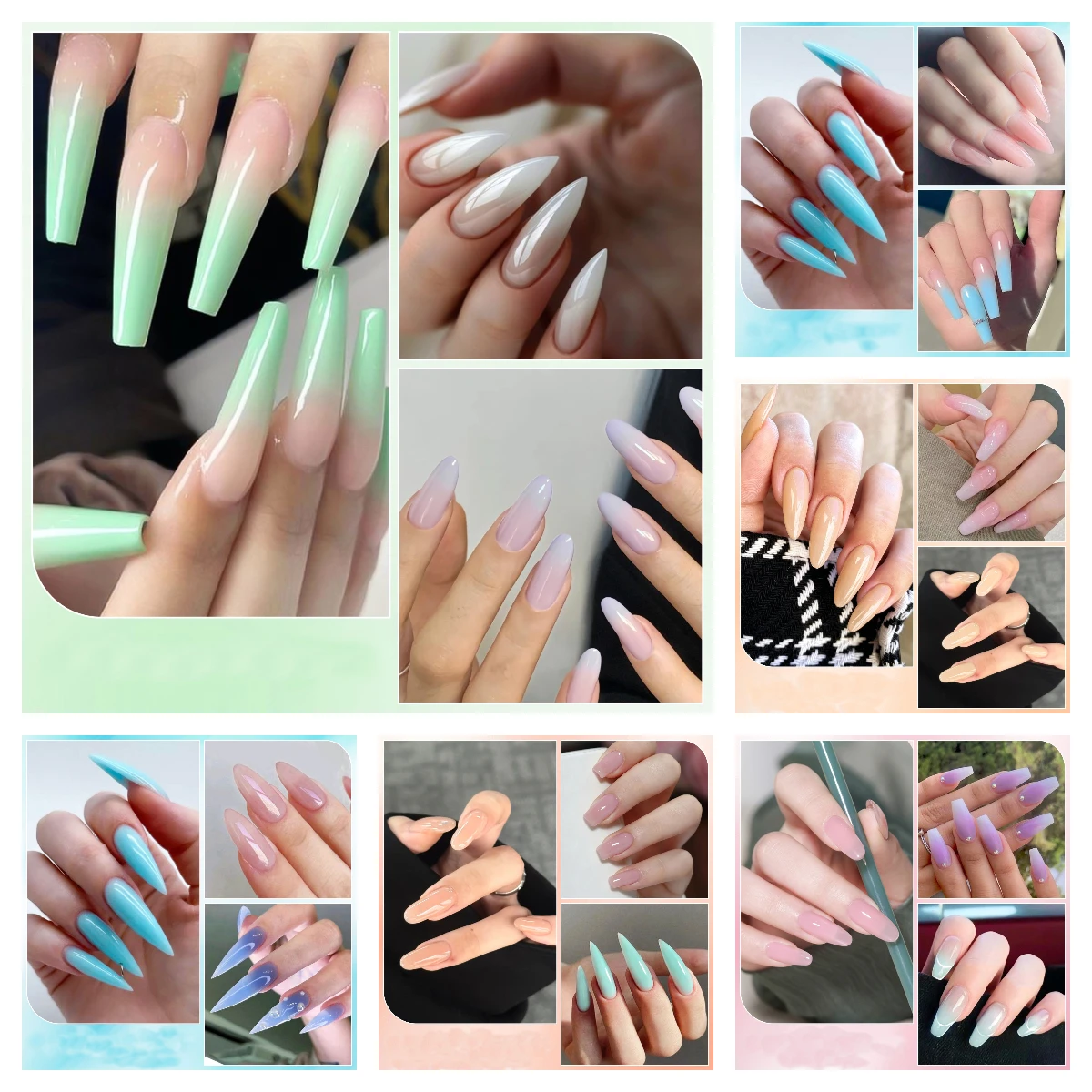 6Pcs Macaron Jelly Clear Nude Gel Nail Polish Set  Pink Transparent Semi Permanent UV LED Nail Art Varnish Kit HEMA/TPO FREE