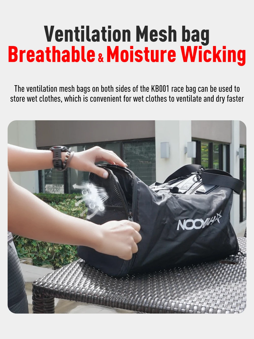 NOOYAH Sporttasche, multifunktional, Rennausrüstung, Tasche, Fahrradhelmtasche, Schuhe, Aufbewahrungstasche, Fitness, Fahrradzubehör, Schultertasche – Detail 18