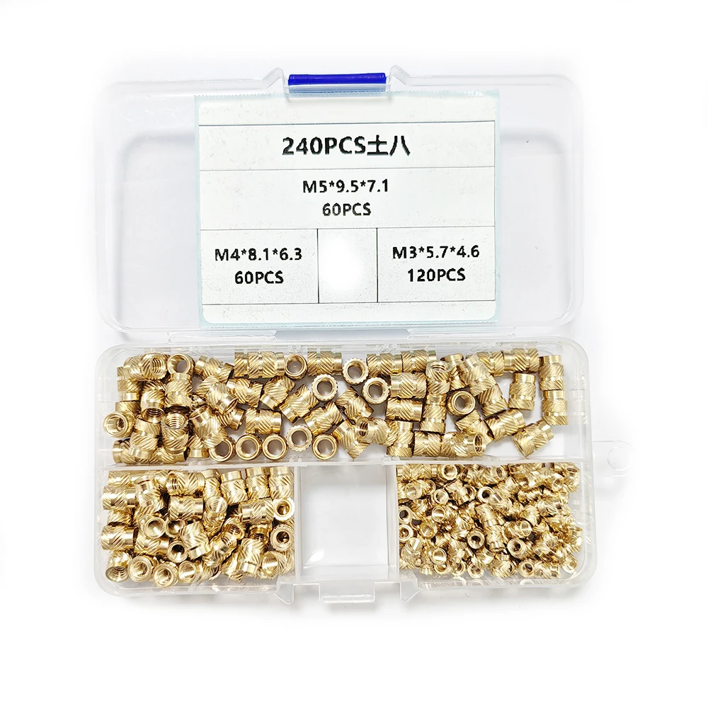 Brass Threaded Insert Nut Kit M2 M2.5 M3 M4 M5 M6 M8 Hot Melt Heat Knurled Embed Injection Copper Insertnut for 3D Print Plastic