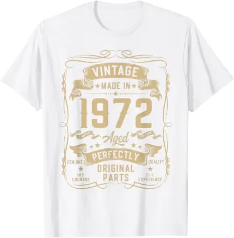 Vintage 1972 54. Geburtstagsgeschenke für Männer 54 Jahre alt T-Shirt Y2k Herrenmode Geboren 1972 Grafik-Schriftzug T-Shirt Weicher Baumwollstoff – Detail 12