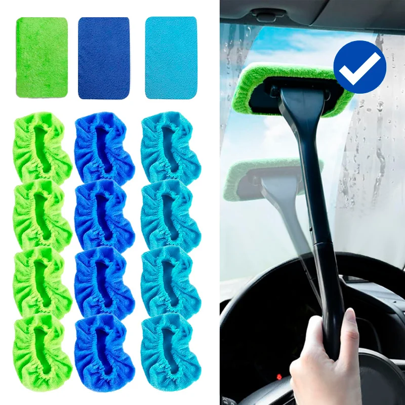 5 Stück Mikrofaser-Ersatztücher, waschbar, wiederverwendbar, für Auto-Windschutzscheibenwischer, Heimglas, Aquarium, Reinigungsbürstenkopf