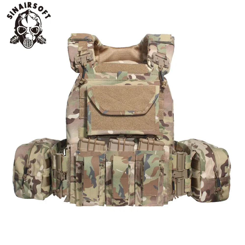 

SINAIRSOFT Tactical Quick Release Vest With Molle System Map Pouch and Waist Bag Fast Adjust Cummerbund Combat Gear