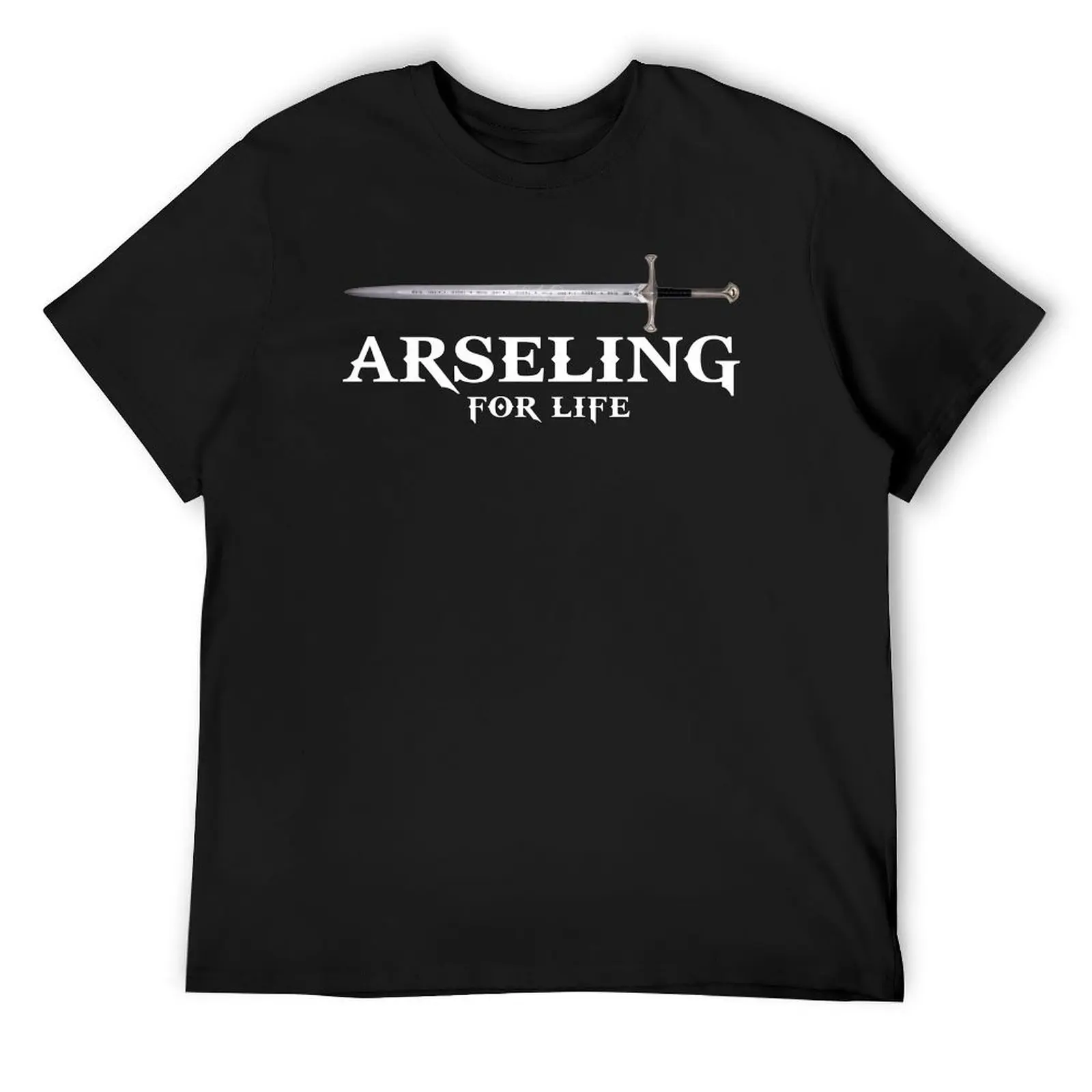 Arseling For Life - Vintage Slogan Sword kingdom T-Shirt cute tops plus size clothes anime clothing for men