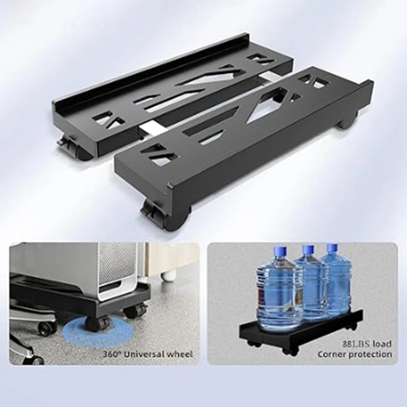 LICE-Adjustable Mobile CPU Stand, Ventilated Computer Tower Stand PC Tower Stand With 4 Caster Wheels, Under Desk Holder