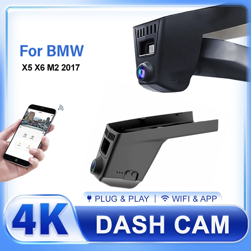 Car Video Recorder With Night Vision WiFi Wireless UHD HD 4K 2160P DVR Dash Cam Plug and play For BMW X5 X6 M2 2017 Dash Cam