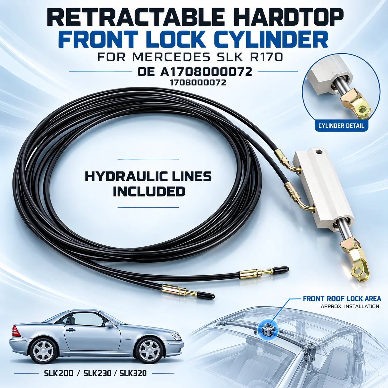Image of AP02 Vorderer Hydraulikzylinder für Cabriolet-Dach für Mercedes R170 SLK320 SLK230 SLK32 A1708000072