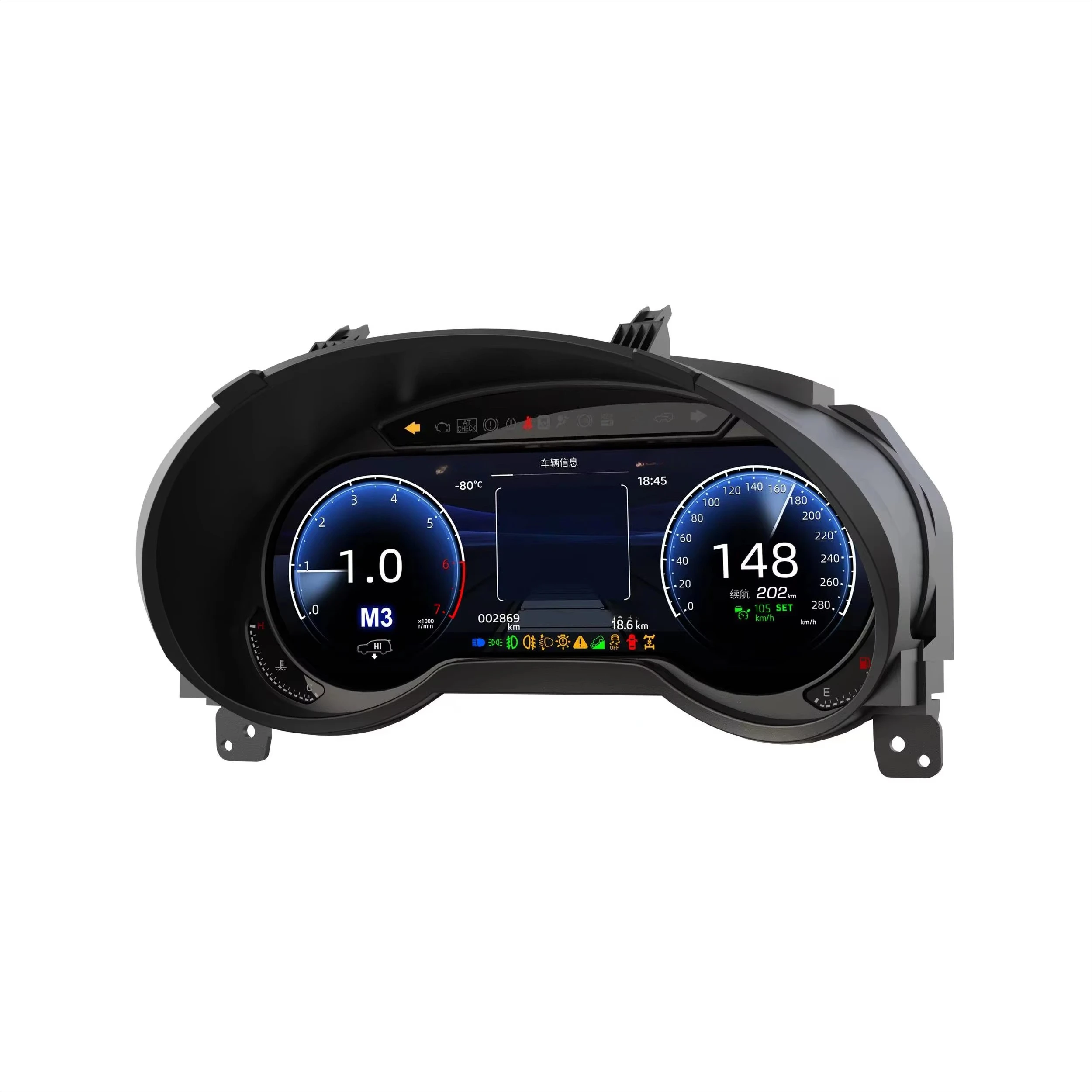 12.3-inch Digital Dashboard for GX460 GX400 2010-2021 Automotive LCD Panel Speedometer Virtual Cockpit
