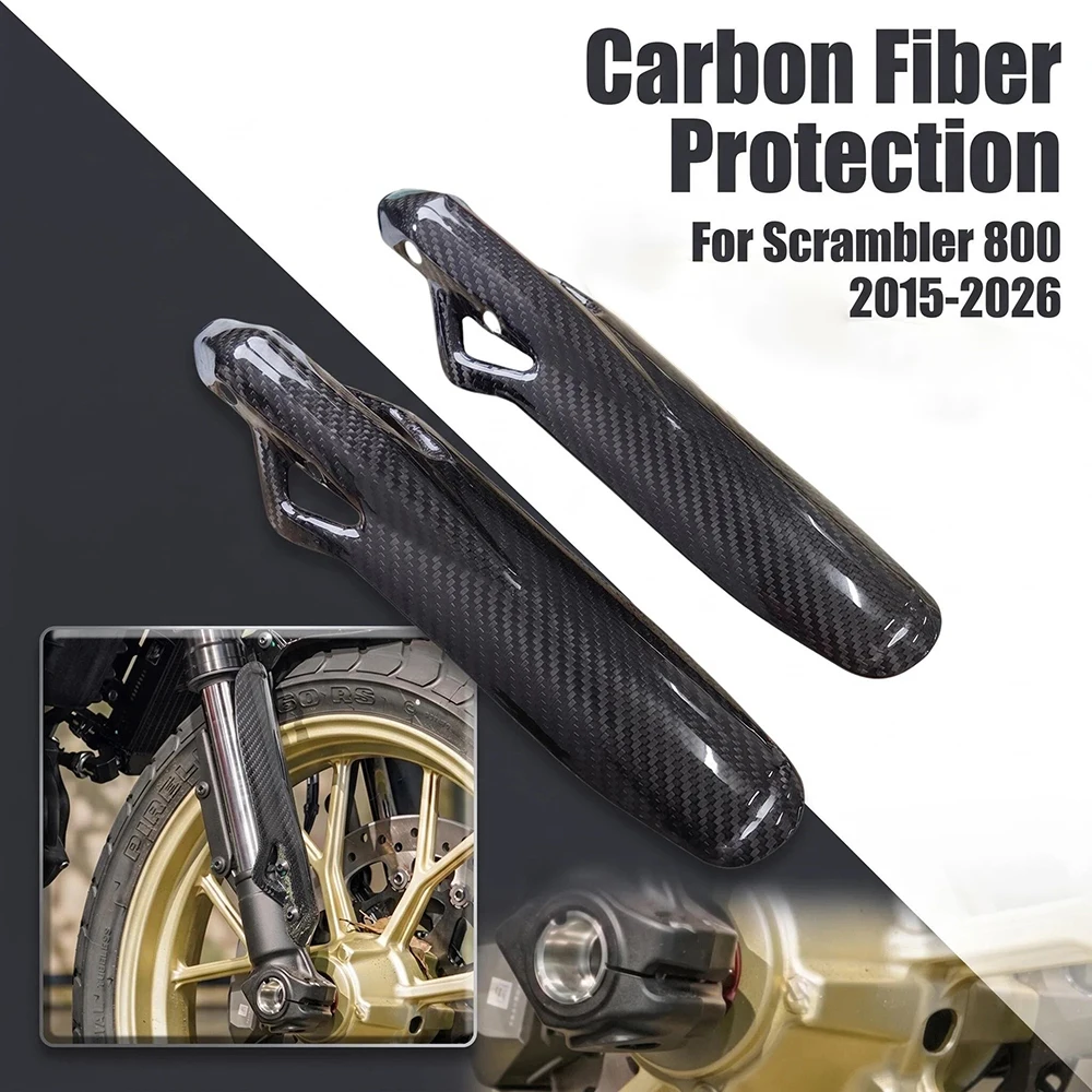 Carbon Fiber Motorcycle Accessories Front Fork Guard Lower Dust Protection Cover Kits Fit For Ducati Scrambler 800 2015-2026