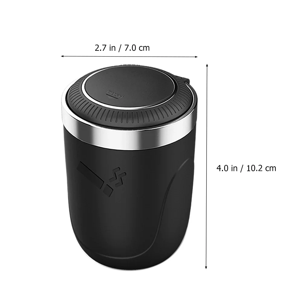 

LED Car Ashtray Push Lid Smoke Holder Black Plastic Light for Car Home Office Multifunction Portable Cigarette Tray ABS Material