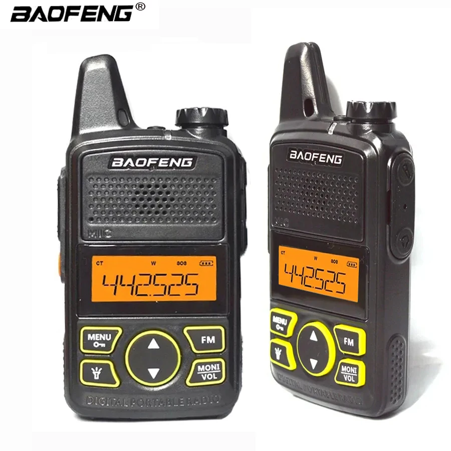 2Pcs Baofeng Walkie Talkie BF-T1 Mini Pocket Two Way Radio UHF 400-470MHz 2W 20Ch Ham Portable Radios USB Programming Cable