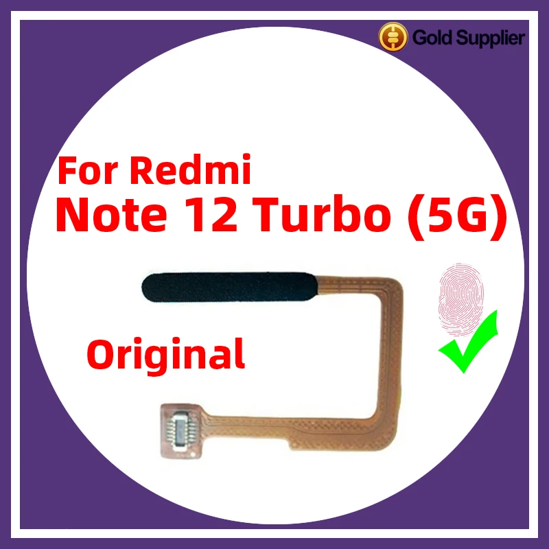 Original For Xiaomi redmi note 12 Turbo Fingerprint Sensor Home Return Key Menu Power Button Flex Ribbon Cable