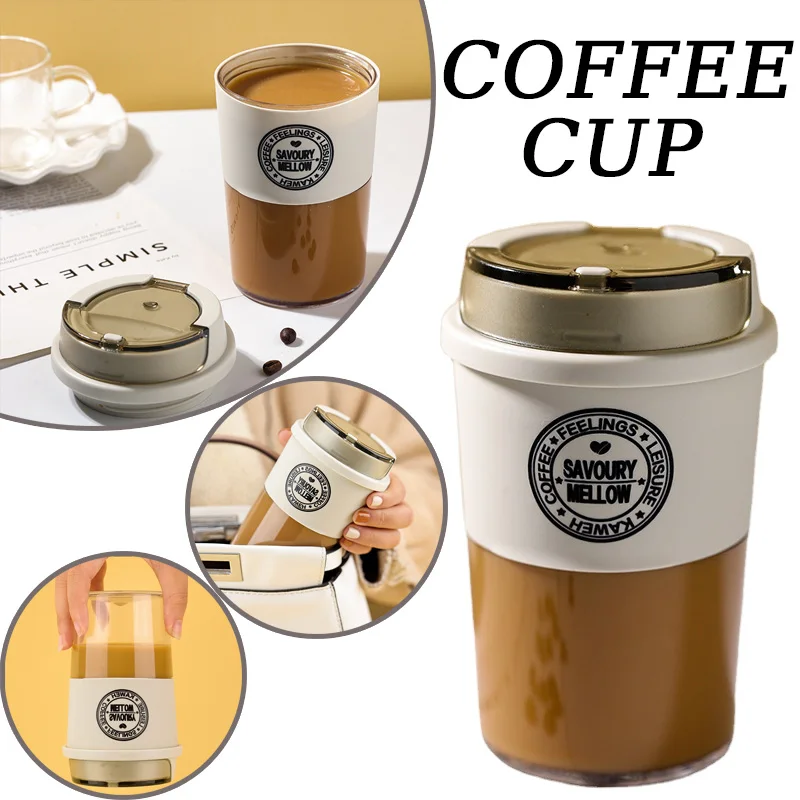 300ML Tragbare Kaffeetasse Tasse 1pc Outdoor Freizeit Versiegelt Auslaufsicher mit Abdeckung Vakuum Tasse Kreative Kunststoff wasser Becher VIE LENTE