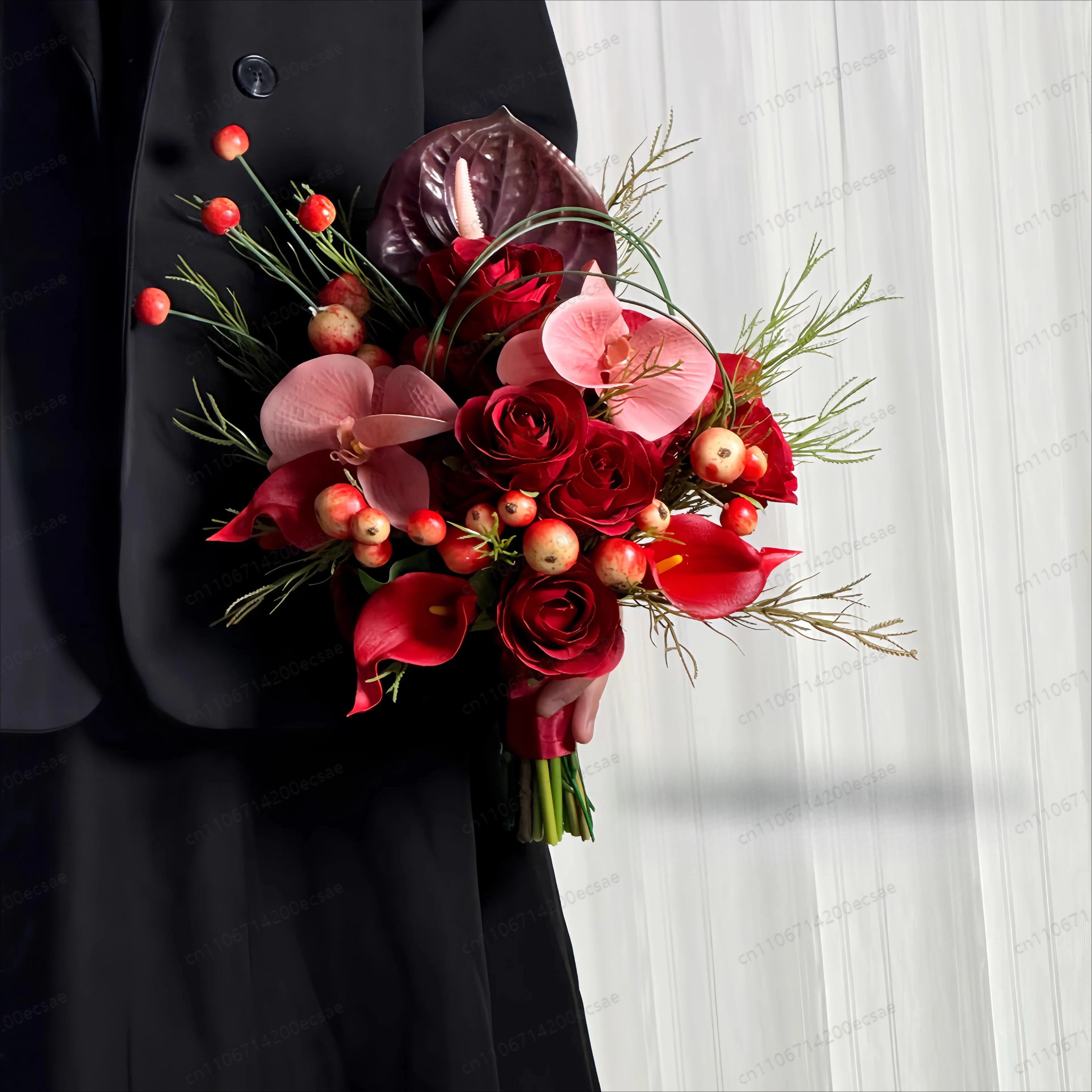 Calla Lily Certificate Bouquet Bride Bouquet Pink Simulated Flower Wedding Photo Props Wedding Simulated Flower Hot