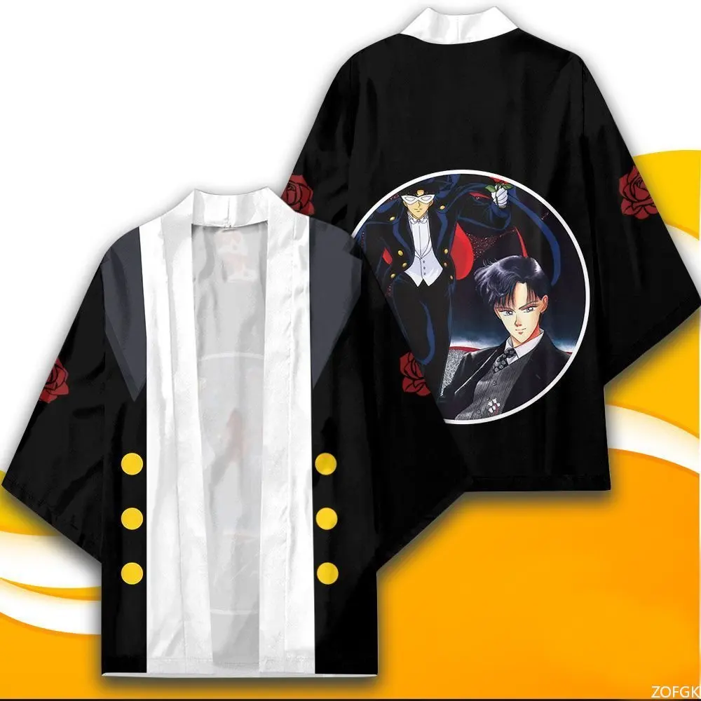 Anime JoJo's Bizarre Adventure Role-playing Kimono 3D Dicetak Yukata Cape Cardigan Pakaian Olahraga Kostum Halloween