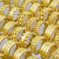 Fashion New Arrive Wholesale 20 Pieces/Lot Mixed Styles Luxury Charm Golden Ring Party Gift