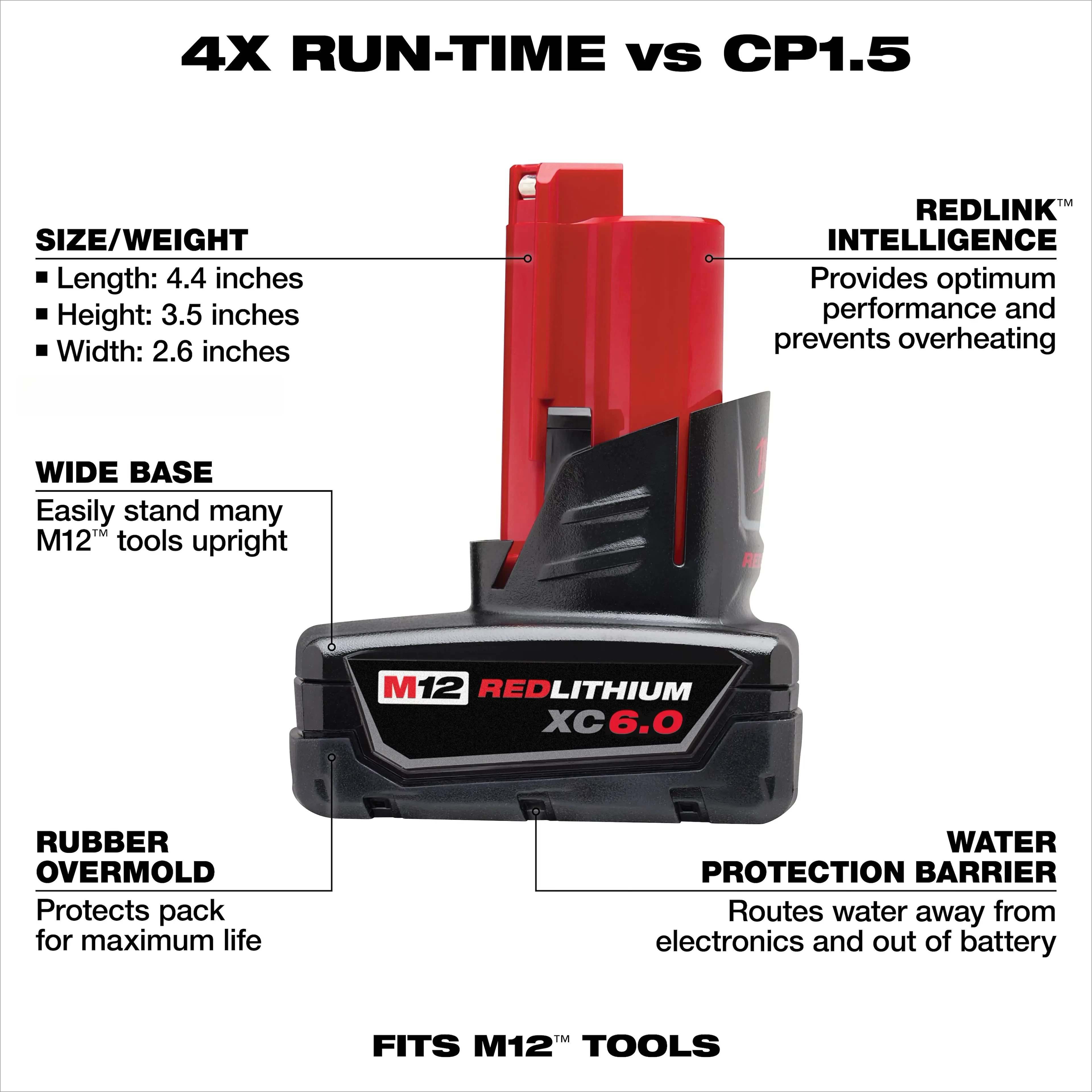 Milwaukee M12 Battery 12V 6.0Ah Lithium-ion Fit 48-11-2450 48-11-2460 Suitable For M12 FID2 Drill Impact Driver Spare Battery