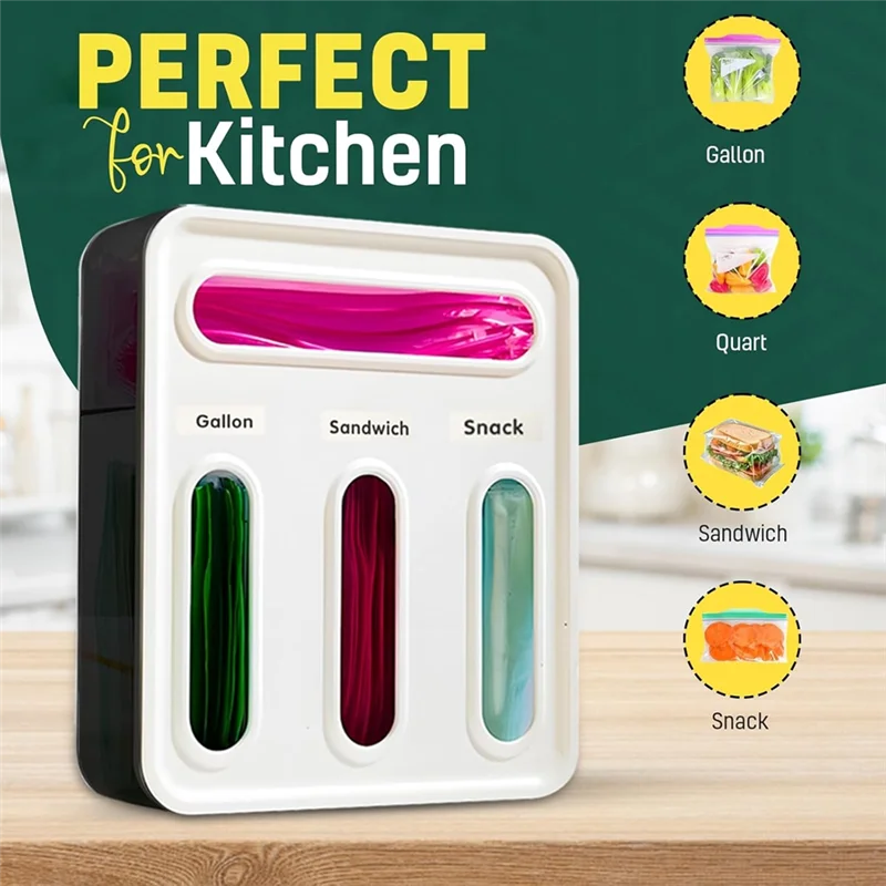 

【Clearance Sale】For Kitchen Storage Organizer 4 Slot Plastic Sandwich Bag Holder, Baggie Organizer For Drawer With Included Labe