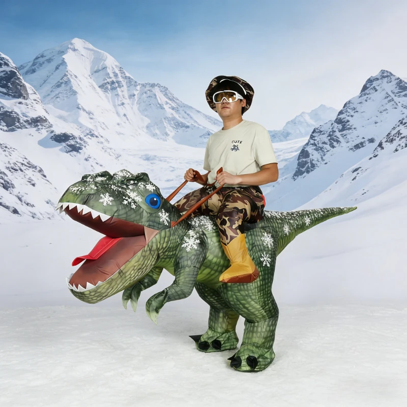 زي ديناصور قابل للنفخ لركوب الخيل تيرانوصور ريكس، فستان ممتع لحفلات الهالوين للبالغين، ألوان وأحجام متعددة #1