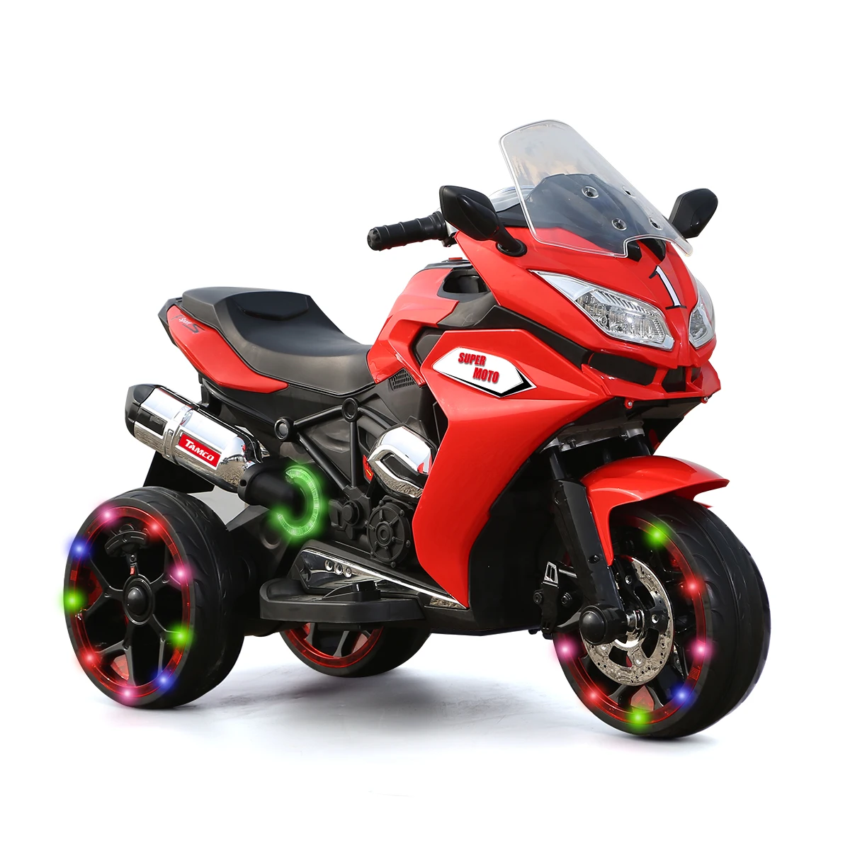 TAMCO-motocicleta eléctrica para niños, vehículo de 12V, con tres ruedas de iluminación