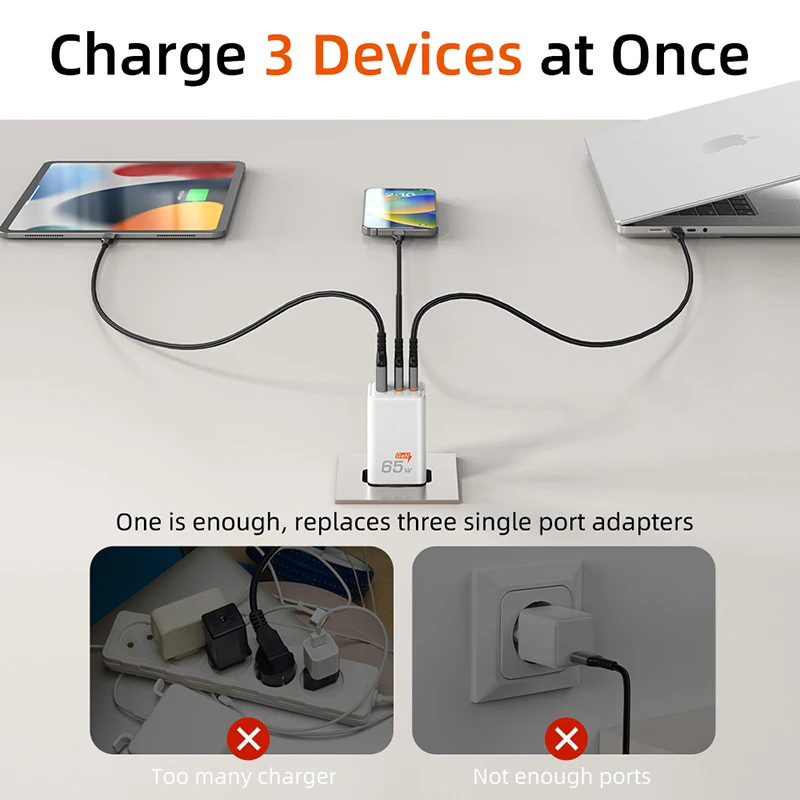 Cabletime-USB C PD急速充電器,4.0, 3.0, 65W, Macbook Air, iPhone 16,15,14,iPad,タブレット