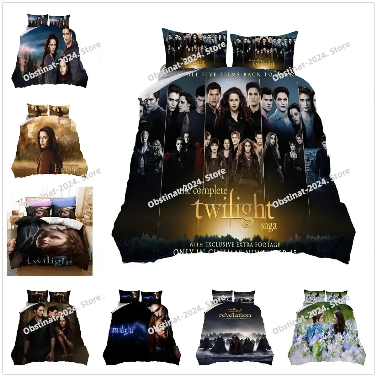 طقم سرير توايلايت ساغا طقم سرير مطبوع مع كيس وسادة غطاء لحاف سرير ناعم فردي مزدوج كوين سوبر كينج مقاس المنسوجات المنزلية