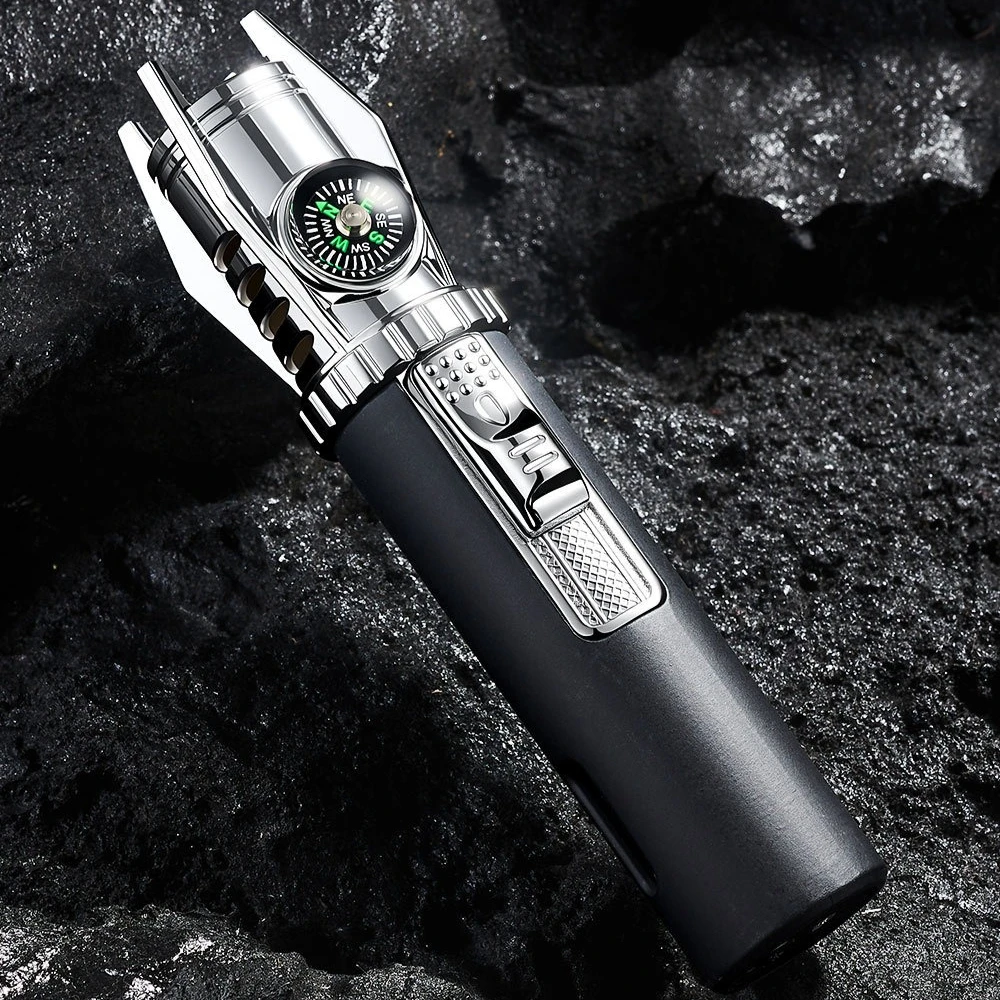 Mini Spray Gun Windproof Jet Blue Flame Butane Gas Torch Lighter Outdoor Compass Visible Gas Window Cigar Lighters Smoking Gifts