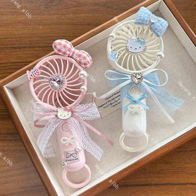 

Sanrio Hello Kitty Cartoon Handheld Small Fan Rechargeable Portable Dormitory Usb Mini Fan Student Children Desktop Electric Fan