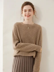 Choice Autumn Winter 100% Cashmere Sweater For Women O-neck Pullovers Knitwear Light Luxury Casual Loose Cashmere Jumper Tops