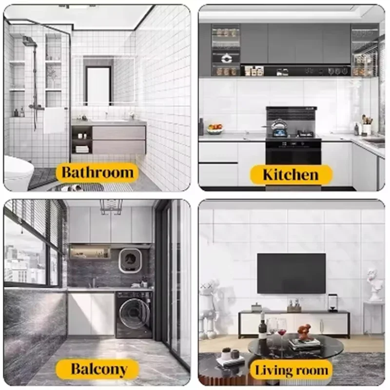 1 Roll Thick Foam Tile Wall Sticker Marble Self Adhesive Anti Oil Stain Wallpaper Kitchen Bedroom Interior Home Decor