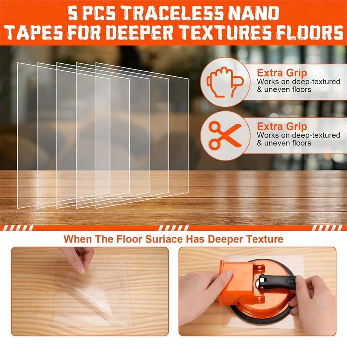 2026 New Floor Gaps Fixer Tool Kit with Suction Cup, Rubber Mallet & 5 Reusable Sticky Pads for Laminate and Vinyl Repair Kit