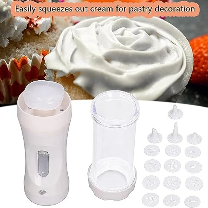 AFBC 1 Electric Cookie Press With 12 Mold And 4 Decorating Nozzles For Cake Dessert DIY Maker And Decoration Baking Supplies