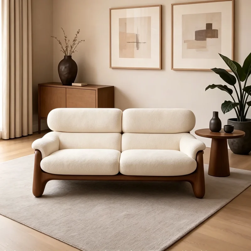 Black walnut solid wood sofa medium antique teddy velvet fabric sofa living room full solid wood sofa