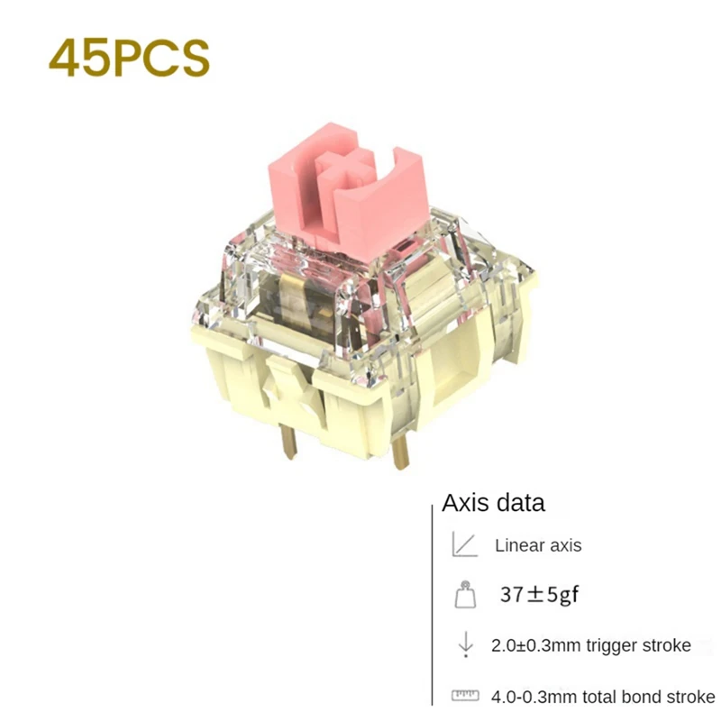 45PCS Golden Pink Axis Switches 37Gf Linear Axis Switches Compatible With Mechanical Keyboard