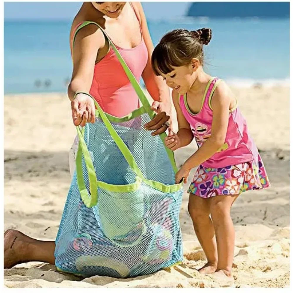 Outdoor Foldable Beach Bag Mesh Portable Swimming Bag for Children Beach Toy Baskets Storage Bag Kids Swimming Waterproof Bags