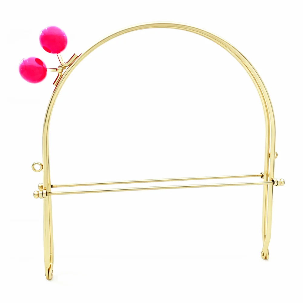 New Gold Plated Metal Bag Metal Handle Colorful Bead Head U-Shaped Frame Handbag Hardware Bag Making Supply Handmade Purse