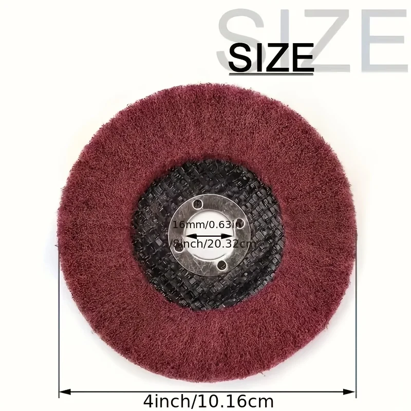 3Pcs 4in Nylon Fiber Polishing Disc 180/320/800 Grit Heavy Duty Deburring Rust Remover for Non Ferrous Metal Copper