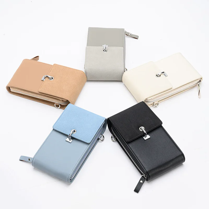 

New Wholesale Solid Color Simple Mobile Phone Bag PUWomen's Shoulder Crossbody Bag Cross-Border Hot Sale Women's Wallet