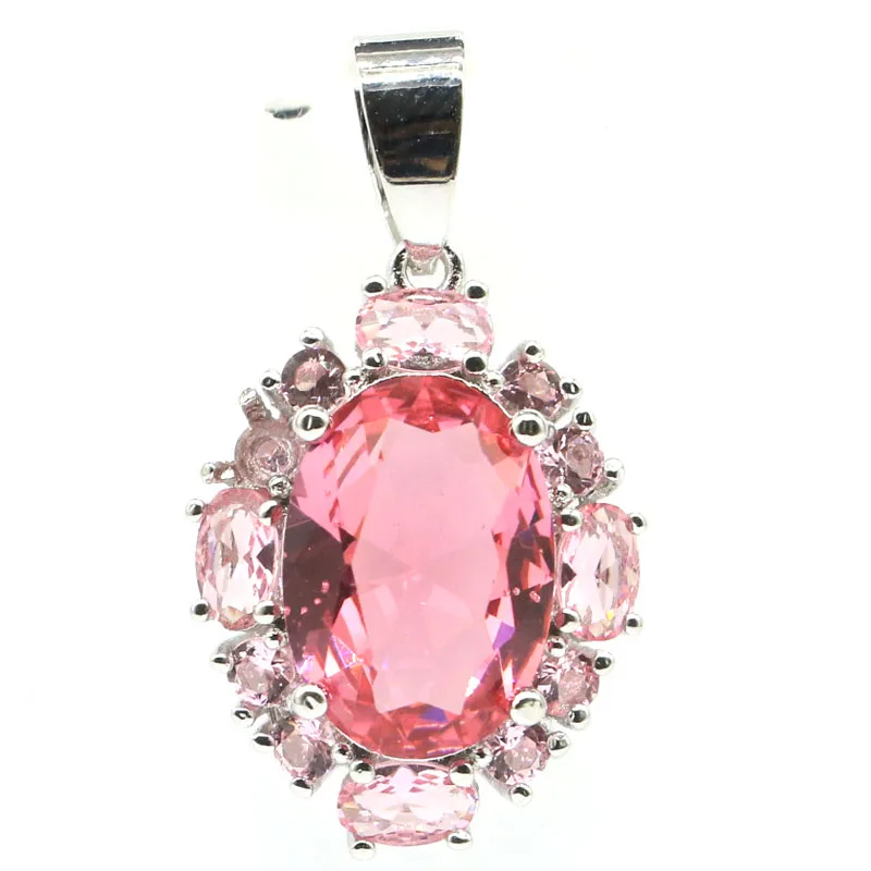 30x17mm Highly Recommend Pink Morganite Purple Spinel Fashion Jewelry Silver Pendant