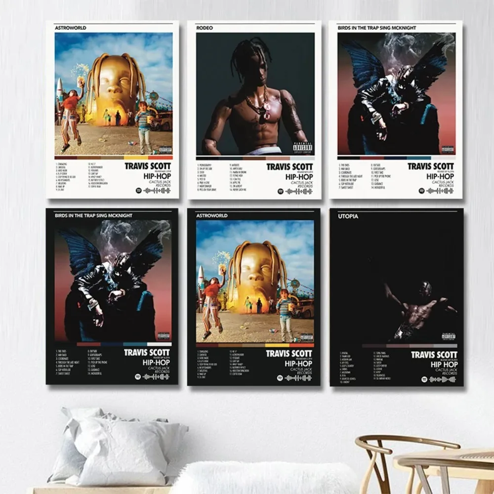 Cubiertas de álbum de música postert-travis Rapper s-scott, cubiertas de álbum de cantante Hiphop, pintura en lienzo, arte de pared, imagen, póster, decoración de habitación