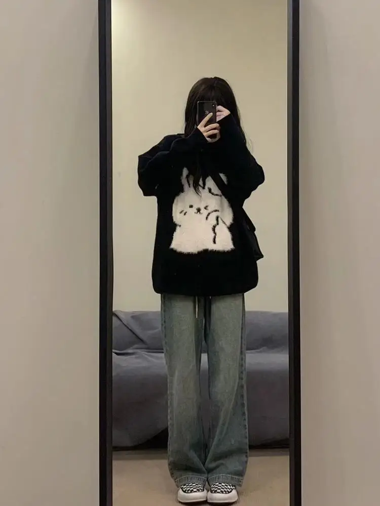 Nowa kolekcja 2024: Damska bluza bez rękawów na wiosnę i jesień, cienka, oversize, luźna, uniwersalna, w stylu lazy, z kapturem, idealna dla studentek.