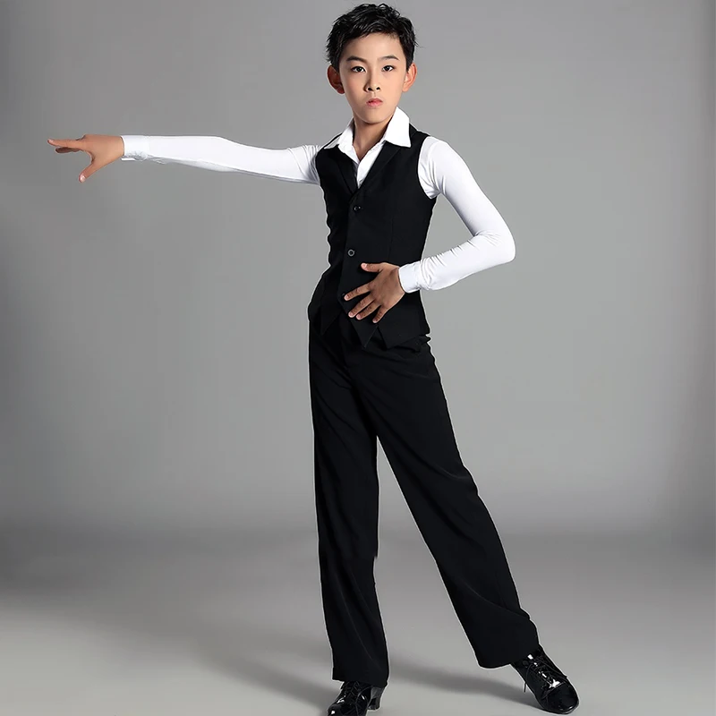 子供ラテンダンスパフォーマンス衣装少年の標準社交ダンスベスト子供チャチャワルツダンサーチョッキ VBH1693