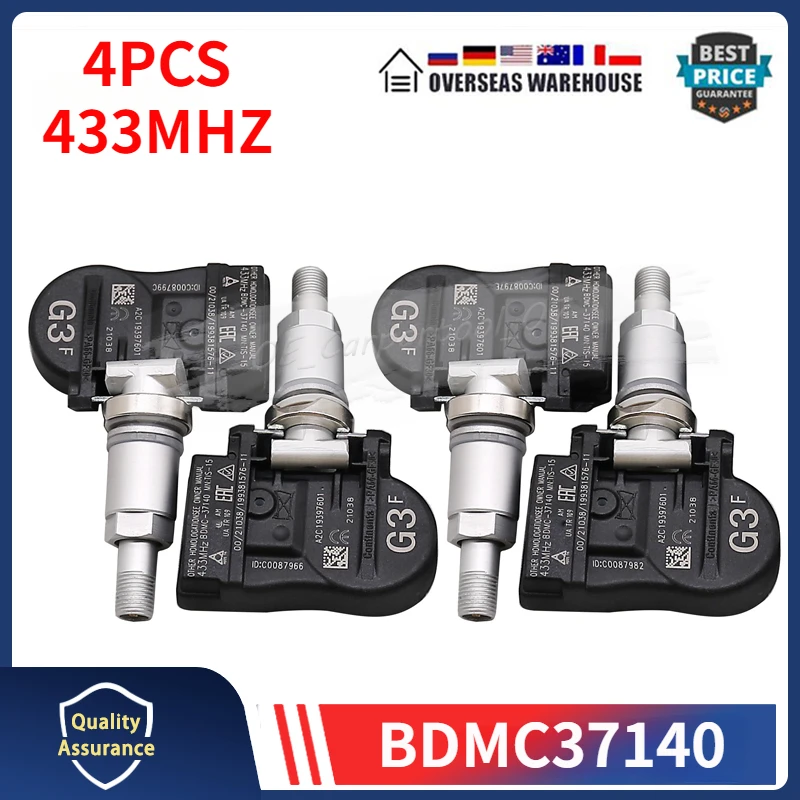 BDMC37140 433MHZ TPMS Tire Pressure Monitor Sensor 4PCS For MAZDA 2 3 5 CX-3 CX-5 CX-7 CX-9 MX-5 BHB637140 BHB6-37140A GS1D37140