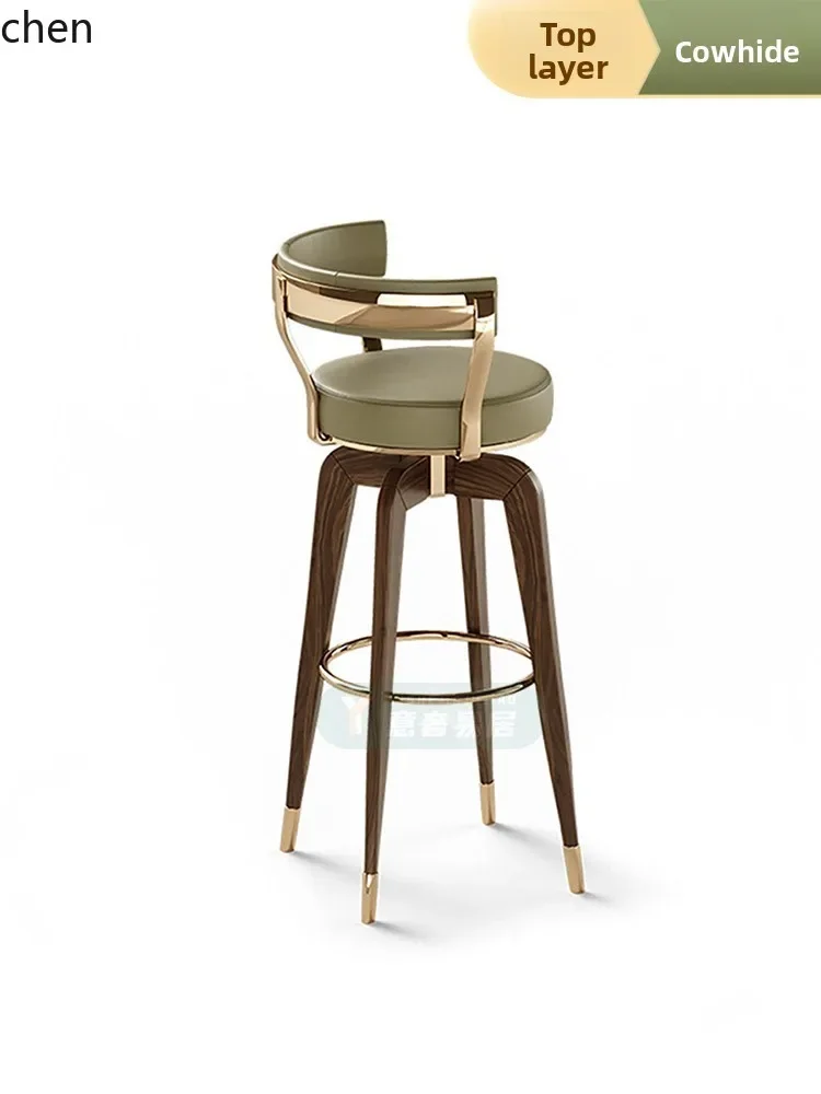 

HT solid wood light luxury bar chair with backrest high bar stool front desk bar chair