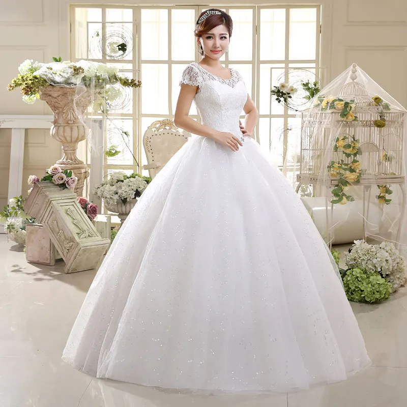 The new wedding dress 2023 Korean version of double shoulders slim wedding large size bride lace