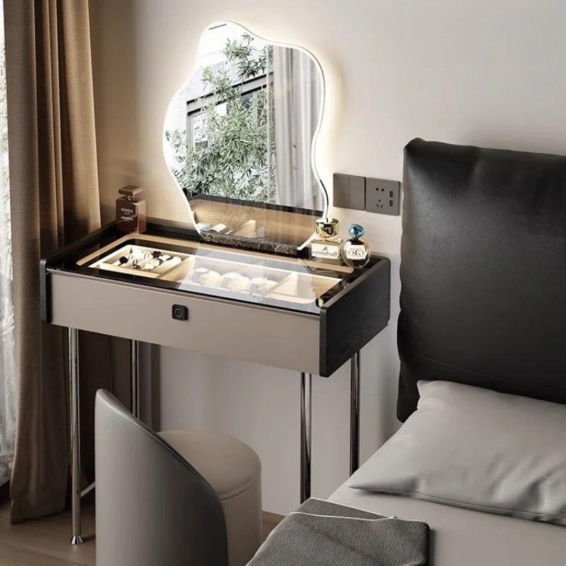 

/Light Luxury With Lock Makeup Table Vanity Dressing Table Makeup Desk Vanities Dressers Italian Minimalist Solid Wood Dresser